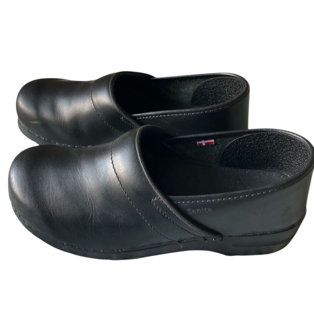 Dansko Professional Black Leather Clogs - Women